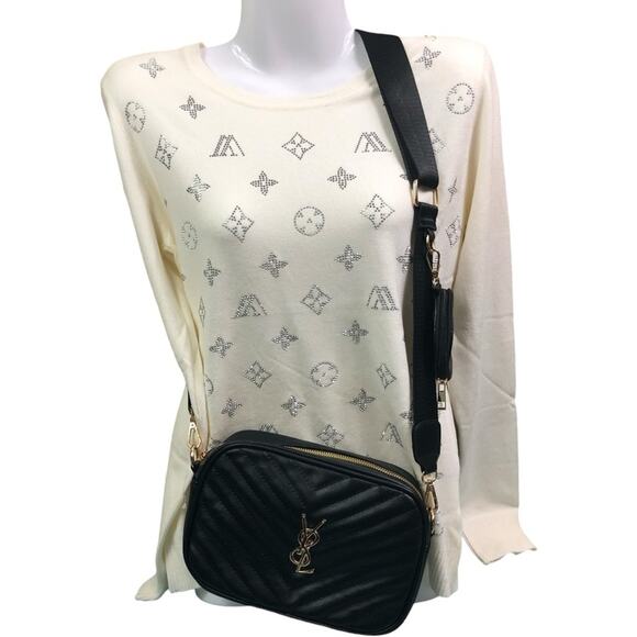 Designer Inspired Black Quilted Crossbody Shoulder Bag - Picture 7 of 15